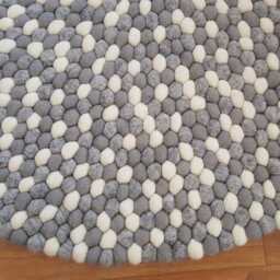Felt Ball Rug Handmade Wool Rug, Shades Of Grey & White - 20-250 cm - thumbnail 3