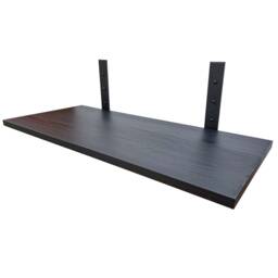28cm , 30cm , 33cm, 35cm, 37cm, 40cm Black Wood Grain Wall Shelf With 6mm Steel Industrial Style Textured Brackets. Any Custom Size - thumbnail 2
