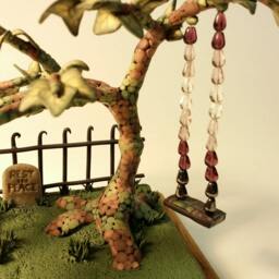 Polymer Clay Tree in A Graveyard - And Swing, Miniature, Bonsai - thumbnail 4