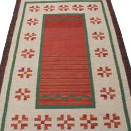Handwoven Swedish Kilim Rug Scandinavian Flatweave, Wool & Cotton - thumbnail 2