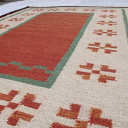 Handwoven Swedish Kilim Rug Scandinavian Flatweave, Wool & Cotton - thumbnail 3