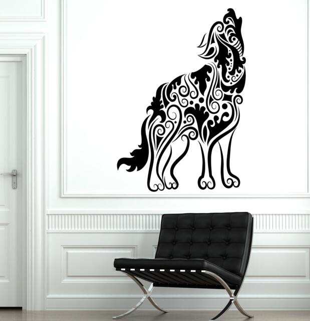 Wall Decal Wolf Predator Animal Ornament Tribal Mural Vinyl 1712Dz - image 1