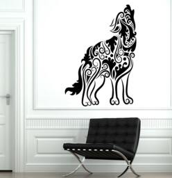 Wall Decal Wolf Predator Animal Ornament Tribal Mural Vinyl 1712Dz - thumbnail 1