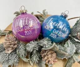 Personalized Christmas Bauble Baby's First Tree Decoration - thumbnail 1