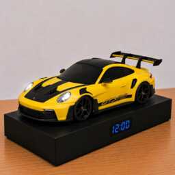 Porsche 911 Gt3 Rs Alarm Clock - Realistic Engine Sound, Working Headlights, Handmade, Car Enthusiast Gift
