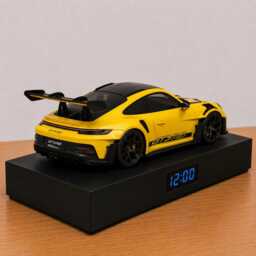 Porsche 911 Gt3 Rs Performance Car Alarm Clock - Realistic Engine Sound, Handmade, Metal Model - thumbnail 3