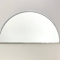 Half Circle Mirror Silver Border Handmade Wall Round Oval Modern Metal Frame Flux Glass Etsy Tv Television Commercial - thumbnail 2