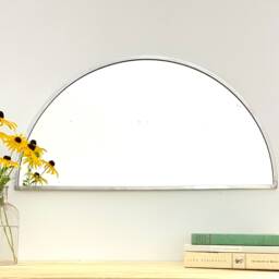 Half Circle Mirror Silver Border Handmade Wall Round Oval Modern Metal Frame Flux Glass Etsy Tv Television Commercial - thumbnail 4