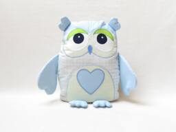 Decorative Owl, Stuffed Owl Pillow, Monogram Pillow Case, Baby Blue & Lime Green Nursery - thumbnail 1