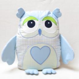 Decorative Owl, Stuffed Owl Pillow, Monogram Pillow Case, Baby Blue & Lime Green Nursery - thumbnail 2