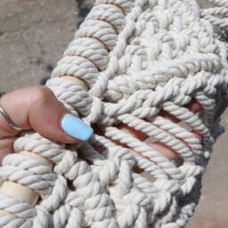 Large Macrame Wall Hanging Bohemian Off-White Cotton Decor - thumbnail 3