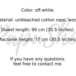 Large Macrame Wall Hanging Bohemian Off-White Cotton Decor - thumbnail 2