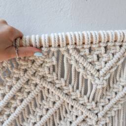 Large Macrame Wall Hanging Bohemian Off-White Cotton Decor - thumbnail 4