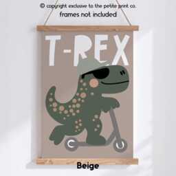 Cool T-Rex Dinosaur Wall Art Print - Dino Kids Room Decor Boys Nursery Poster Toddler Bedroom Playroom Unframed - thumbnail 3
