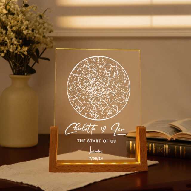 Custom Star Map By Date Night Light, Personalized Constellation Map, Sky By Lamp, Wedding Engagement Gift For Him & Her - image 1