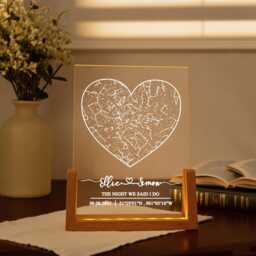 Custom Star Map By Date Night Light, Personalized Constellation Map, Sky By Lamp, Wedding Engagement Gift For Him & Her - thumbnail 2