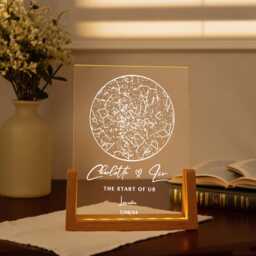 Custom Star Map By Date Night Light, Personalized Constellation Map, Sky By Lamp, Wedding Engagement Gift For Him & Her - thumbnail 1