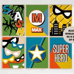 Boys Bedroom Superhero Prints, Set Of 3 6, Boys Room Decor, Cool Kids, Retro Style, Bedroom, Playroom Wall Art, Colourful Kids Art - thumbnail 2