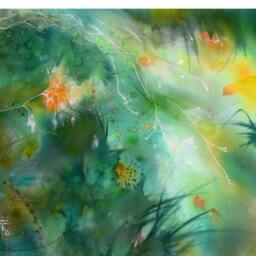 Gold Phoenix in A Green Landscape, Print On Canvas, Awe Art, Beautiful Relaxing Painting, Psychology, Wall Decor, Woodland, Bohemian - thumbnail 3