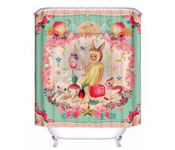 Vintage Bunny Girl Shower Curtain Pop-Surreal Asian Style - thumbnail 1