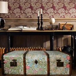 William Morris Steamer Trunk Coffee Table - Upcycled Storage Bench Retro Toy Chest _ Glgr - thumbnail 3