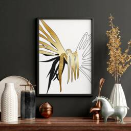 Black & Gold Modern Botanical Set Of 3 Framed Wall Art Prints For Luxury Living Room Decor, Large Hanging New Home Gift - thumbnail 2