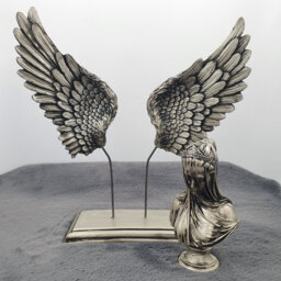Vintage Angel Wings Sculpture With Gift, Handmade Statue, Unique Bust, Figurine, Platinum Angel Wings - thumbnail 1