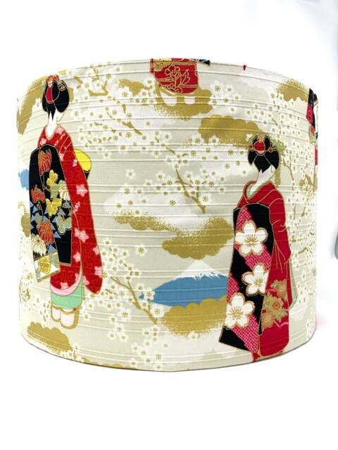 Japanese Geisha Lampshade Oriental Ivory & Gold Light Shade - image 1