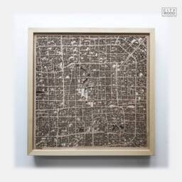 Beijing Wood Map - Laser Cut City Streets, Framed 3D Wall Art - thumbnail 1