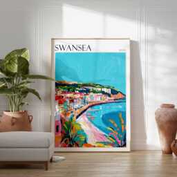 Swansea Wales Travel Poster Coastal Wall Art - thumbnail 2
