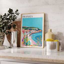 Swansea Wales Travel Poster Coastal Wall Art - thumbnail 3