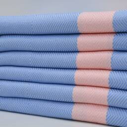 Blue & Light Pink Towel, 100% Bamboo Towel, Turkish Peshtemal, Turkish Towel, Beach Towel, 40''x70 - thumbnail 3