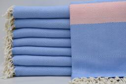 Blue & Light Pink Towel, 100% Bamboo Towel, Turkish Peshtemal, Turkish Towel, Beach Towel, 40''x70