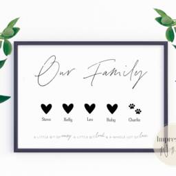 Personalised Our Family Print, Name Dog, Cat, Mothers Day Gifts, New Home Gift, House Warming, Blended Printable - thumbnail 2