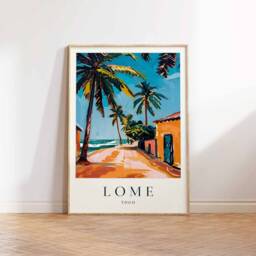 Lom?? Togo Travel Poster Tropical Beach City Art Print - thumbnail 3