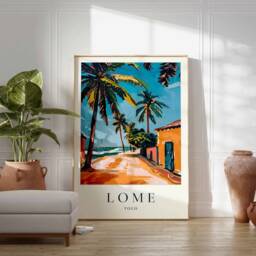 Lom?? Togo Travel Poster Tropical Beach City Art Print - thumbnail 2