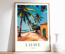 Lom?? Togo Travel Poster Tropical Beach City Art Print - thumbnail 1