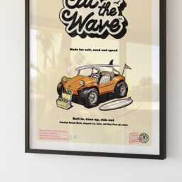 Eat The Wave Dune Buggy Surf Poster, Retro Beach Art, 1960S Car Wall Art - thumbnail 3