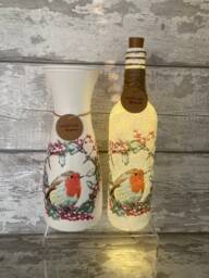 Robin Vase & Light Up Bottle Set, Gifts, Autumn, Xmas Gifts Robins - thumbnail 1