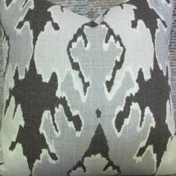 Designer Pillow Cover, Lumbar, Ikat, Groundworks, Lee Jofa, Bengal Bazaar, Graphite - thumbnail 3