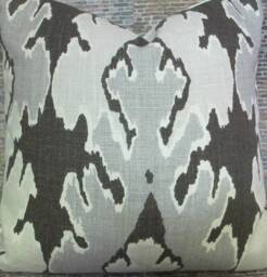 Designer Pillow Cover, Lumbar, Ikat, Groundworks, Lee Jofa, Bengal Bazaar, Graphite - thumbnail 1