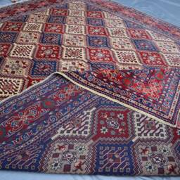 Large Tribal Area Rug, 8x11 Ft Afghan Hand Knotted Wool Turkmen Bukhara Rug, Oriental Geometric Bedroom Living Room Rug - thumbnail 4