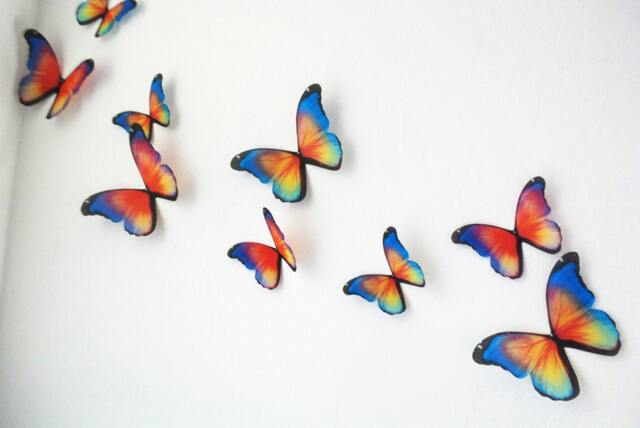 Prisma Butterflies - 3D Wall Art Set Of 20 Colorful Teen Room Decor Kids Nursery Modern Hippie - image 1