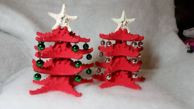 starfish Christmas Tree Decoration, Rhinestone Tree, Beach Table Top - image 1