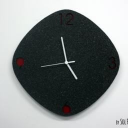 Black Granite Concrete Wall Clock/Modern Rhombus With Textured - Contemporary Home Decor Housewarming Gift Idea - thumbnail 2