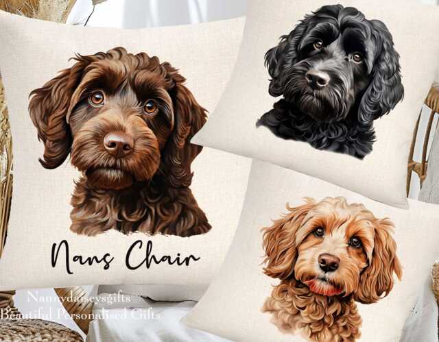 Dog Cushion , Gift Loved Pet , Mum, Nan, Nanny, Gran, Friend, Birthday Cockapoo