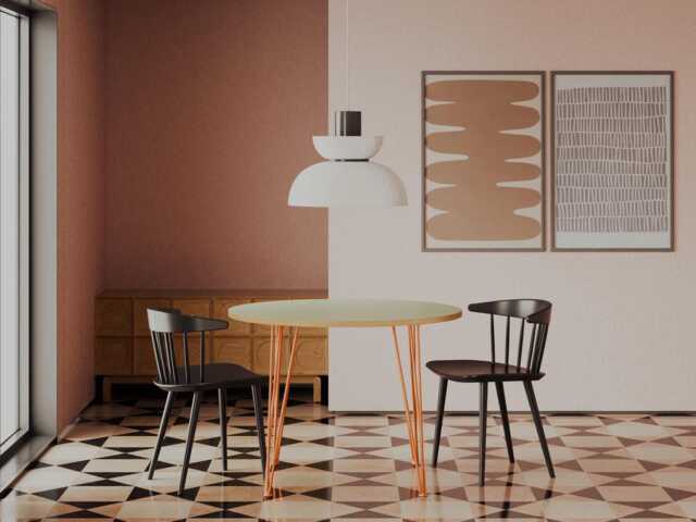 Round Dining Table Formica On Hairpin Legs - Retro Kitchen Customisable - image 1