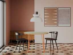 Round Dining Table Formica On Hairpin Legs - Retro Kitchen Customisable