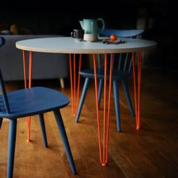 Round Dining Table Formica On Hairpin Legs - Retro Kitchen Customisable - thumbnail 3