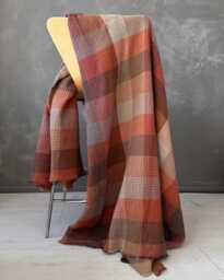 Waffle Linen Blend Checkered Blanket Burnt Orange Sofa Throw - thumbnail 1